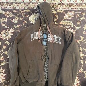 Brown Abercrombie Hoodie with Fur Lining